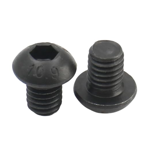 10/20/50/100 Stück M1.6 M2 M2.5 M3 M4 M5 M6 A2-70 Schwarz Grade 10.9 Stahl Sechskant Innensechskant Knopfkopfschraube(14mm,M2 100pcs) von Supkancl