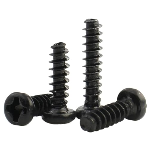 100 Stück M1 M1.2 M1.4 M1.7 M2 M2.3 M2.6 M3 M3.5 M4 M5 Schwarzer Kohlenstoffstahl Kreuzschlitz-Flachkopf-Blechschraube(4mm,M3 (100pcs)) von Supkancl
