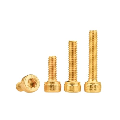 Supkancl 10 Stück Titan vergoldete Innensechskantschrauben M2 M2.5 M3 M4 M5 legierter Stahl Cup Head Innensechskantschraube(14mm,M2.5-10PCS) von Supkancl