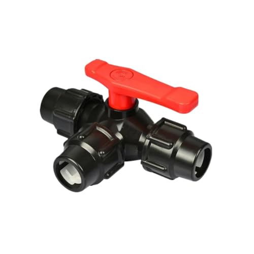 Supkancl 1PC PE Dreiwege-Schnellanschlussventil T-Stück T-Typ Kunststoffrohrventil 20/25/32/40/50/63mm Landwirtschaftliche Gartenleitungswasserbewässerung(Black,40mm) von Supkancl