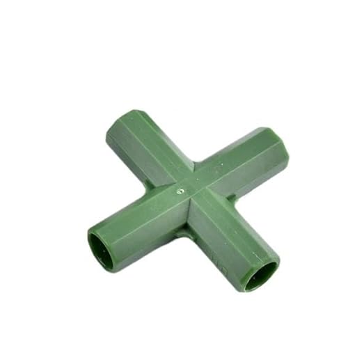 Supkancl 2/10/20Pcs 11mm Garten Gewächshaus Rahmen Rohrverbinder Grün Gartenarbeit Pflanzenpfähle Kanten Ecke Joint(Flat Four-Way,10Pcs) von Supkancl