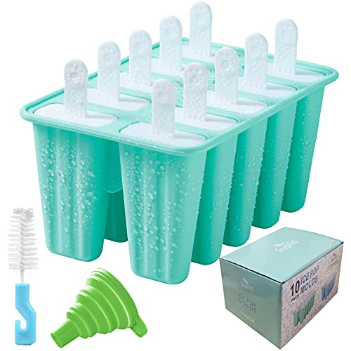 10 Stück Eisformen Lebensmittelqualität Popsicle Formen leicht zu entfernen Eisformen Silikon – Wiederverwendbare Eiscreme Form BPA-frei Popsicle Formen Mit 10 Stöcken Reinigungsbürste Rezepte (Grün) 10 Stück Eisformen Lebensmittelqualität Popsicle Formen leicht zu entfernen Eisformen Silikon – Wiederverwendbare Eiscreme Form BPA-frei Popsicle Formen Mit 10 Stöcken Reinigungsbürste Rezepte (Grün) von Suplid