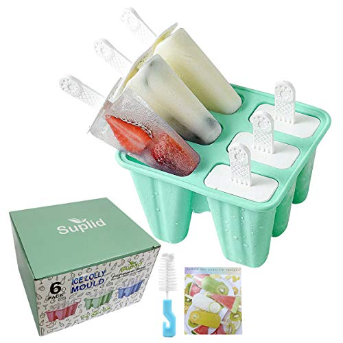 Eis Lolly Form 6 Stück wiederverwendbare Silikon-Form leicht zu entfernen Eis am Stiel – BPA-frei und FDA-genehmigt Eis Lolly Form 6 Stück wiederverwendbare Silikon-Form leicht zu entfernen Eis am Stiel – BPA-frei und FDA-genehmigt von Suplid