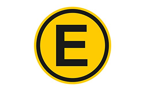 Suplimentar Aufkleber E für LKW gelb und schwarz (Außen-Ø 230 mm) von Suplimentar