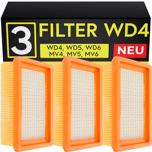 Supply Guy WD4 Filter kompatibel mit Kärcher KFI 4410 WD4 WD5 WD6 MV6 SE5 SE6 Ersatzteile 3 Ersatz Filter ersetzt 2.863-005.0 (3 Staubsaugerfilter Set) von Supply Guy