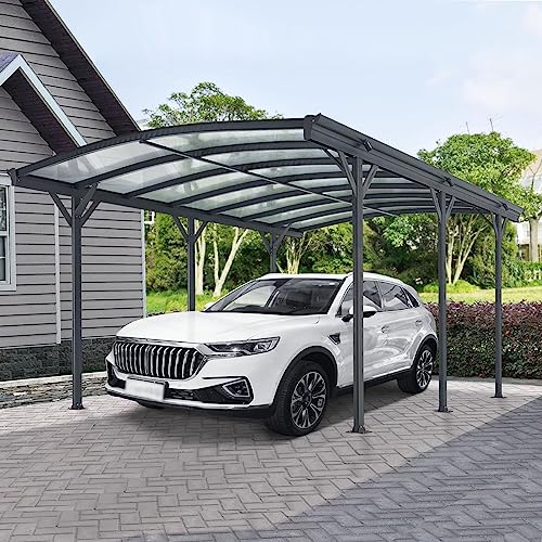 Aluminium Carport München Überdachung 5 x 3 m grau anthrazit KFZ PKW Auto Boot Hänger Fahrrad mit Aluminiumrahmen (Bogendach) von Supply24 since 2004