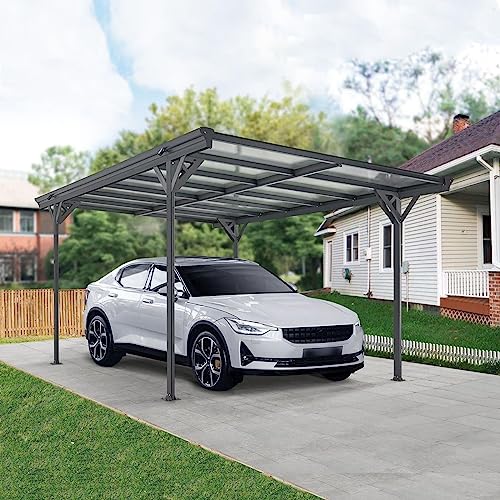 Aluminium Carport München Überdachung 5 x 3 m grau anthrazit KFZ PKW Auto Boot Hänger Fahrrad mit Aluminiumrahmen (Flachdach) von Supply24 since 2004