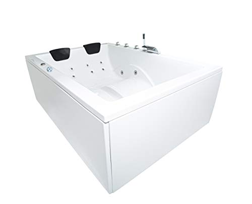 Doppel Whirlpool Badewanne Olymp Basic MADE IN GERMANY 180 x 130 cm Ausführung links mit 16 Massage Düsen + LED + dhW + MIT Armaturen Eckbadewanne rechts oder links Eckwanne günstig von Supply24 since 2004