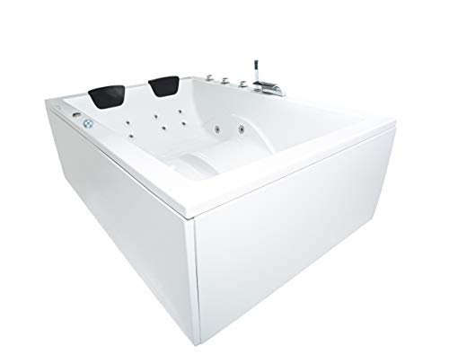 Supply24 since 2004 Whirlpool Badewanne Olymp Basic – Made in Germany – (Weiß, 180x130 mit Armatur - Links) – linke/rechte Eckmontage – 16 Massagedüsen, LED, dhW Wasserpumpe von Supply24 since 2004