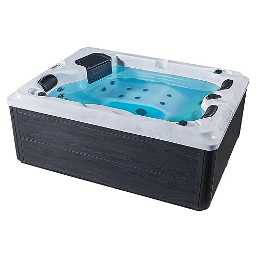 Luxus Outdoor Whirlpool Hot Tub Berlin Farbe weiß mit Massage Düsen Heizung Ozon Desinfektion LED Beleuchtung Aluminium Verkleidung für 2-3 Personen für Garten Terrasse Außen ohne Treppe von Supply24 since 2004