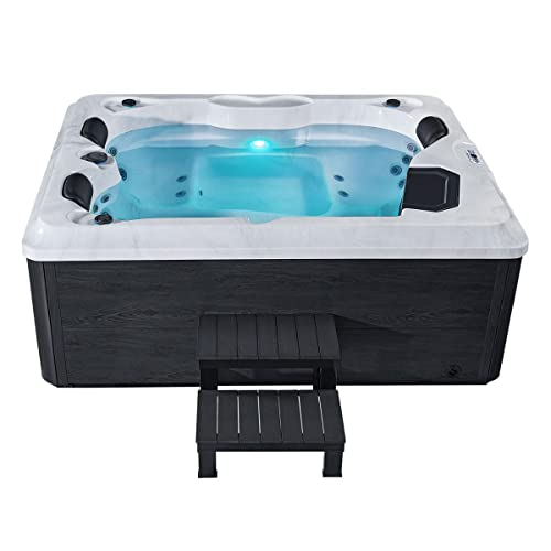 Luxus Outdoor Whirlpool Berlin (Weiß) – 210x160 cm – mit 31 Massagedüsen, Heizung, Ozon, LED – Hot Tub für 2–3 Personen – Winterfest – Garten & Terrasse mit Einstiegstreppe von Supply24 since 2004