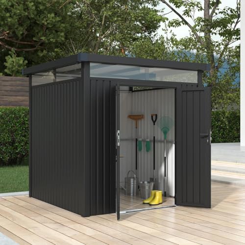 Metall Gartenhaus Lyon Geräteschuppen Fahrradgarage Gerätehaus anthrazit für Fahrräder Geräte Werkzeug von Supply24 since 2004