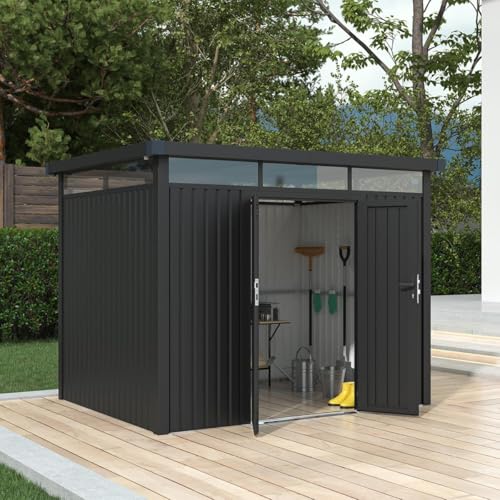 Metall Gartenhaus Lyon Geräteschuppen Fahrradgarage Gerätehaus anthrazit für Fahrräder Geräte Werkzeug von Supply24 since 2004