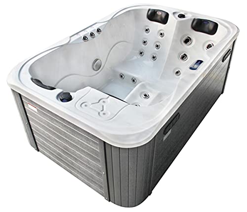 Outdoor Whirlpool Hot Tub Timo Farbe weiß 195x127 cm mit 29 Massage Düsen Technik Heizung Ozon Desinfektion LED Beleuchtung OHNE Treppe für 2-3 Personen für Garten Terrasse Außen von Supply24 since 2004