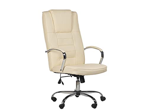 Supply24 since 2004 Leder Chefsessel Massagesessel San Diego Sessel mit Massage und Heizung Farbe beige cremefarben Elfenbein + Chrom für Büro Ledersessel Bürostuhl Drehstuhl günstig von Supply24 since 2004