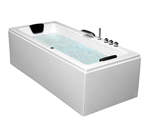 Whirlpool Badewanne Venedig MADE IN GERMANY rechts oder links 150/160 / 170 x 75 cm mit 6 Massage Düsen + MIT Armaturen Eckwanne Spa runde rechte/linke Eckbadewanne innen günstig von Supply24 since 2004