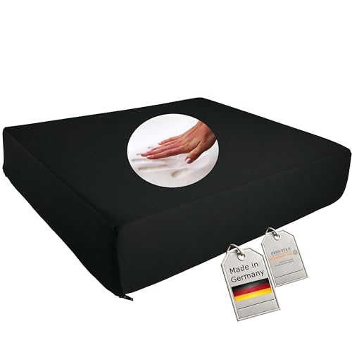 Orthopädisches Anti Dekubitus Viscoschaum Sitzkissen 52x45x10 cm – Made in Germany | Ergonomisch & druckentlastend | RG85 (mittel) | Schwarzer Polyesterbezug, waschbar & rutschfest von Supply24 since 2004