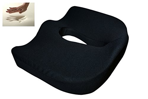 Viscoelastisches Hämorriden Sitzkissen Visco Hämorrhiden Sitzpolster schwarz 44 x 38 x 12 cm Visko Memory Schaum Steißbeinkissen Kissen gegen Schmerzen cuccyx Dekubitus Sitzauflage Reise Gelkissen von Supply24 since 2004