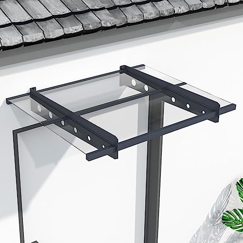Vordach Malaga Überdachung für Haustür dunkelgrau anthrazit 3 Größen stabiles Pultdach für Eingangstür Fenster mit Acrylglas Aluminium Stahl (100x80 cm) von Supply24 since 2004