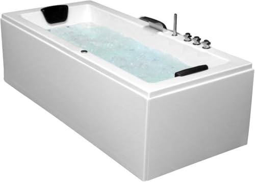Supply24 since 2004 Whirlpool Badewanne Venedig – Made in Germany – Eckmontage (150x75 cm) – 6 Massagedüsen, LED & hochwertige Verchromte-Armaturen – Spa Wanne für 2 Personen von Supply24 since 2004