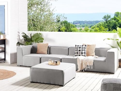 XXL Designer Gartenmöbel Lounge Amarillo Sofa Couch mit wasserabweisendem Bezug 4 Personen Luxus Sitzgruppe Garten Balkon Terrasse Wohnzimmer Sitzgarnitur Loungemöbel Gartenlounge Gartensofa hellgrau von Supply24 since 2004