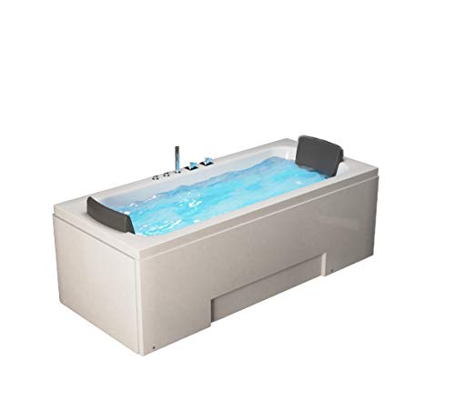 Luxus Whirlpool Badewanne Island 172 x 75 x 60 cm Wanne mit 8 Massage Düsen + LED - für Eckmontage rechts + links Hot Tub Eckwanne oder freistehend an nur 1 Wand Spa für 2 Personen von Supply24 since 2004