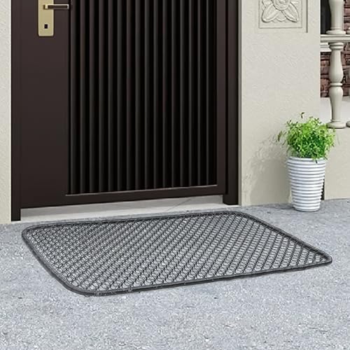 Strapazierfähige Outdoor-Matte, 50 x 80 cm, wasserdicht, für jedes Wetter, Metallschaber, Fußmatte mit Netz-Design für Schuhe, Stiefel, Terrasse, Garten (grau) von Support Way