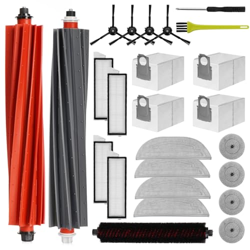 26 Stück Zubehör kompatibel mit Roborock S8 MaxV Ultra / S8 Pro UItra Saugroboter, 2 Hauptbürste 4 Staubbeutel 4 Wischtücher 4 Filter 4 Seitenwischer 4 Seitenbürsten, S8 Zubehörset Ersatzteile von Suprbee