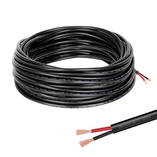 Suprbee 10 Meter 18AWG 2x0.75mm² Elektrischer Kabel, 2 Adriges Kabel, Verzinntes Kupferkabel, Niedrige Impedanz Hohe Temperaturbeständigkeit, Elektrischer Draht für Elektronische Geräte von Suprbee