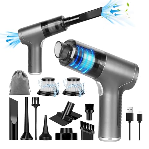 Suprbee Handstaubsauger Kabellos Akku, 9000Pa Mini-Autostaubsauger, 3 in 1 Aufladbar Tragbar Leicht Handstaubsauger mit USB-C, 8 Multifunktionsdüsen und 2 Filtern für Auto, Haus, Büro und Tierhaare von Suprbee
