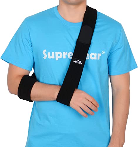 supregear Armschlinge, Verstellbar Leicht Komfortabel Schulterschlinge, Atmungsaktiv, Medizinische Schulterstütze für Verletzten Arm/Hand/Ellenbogen, Schwarz von supregear