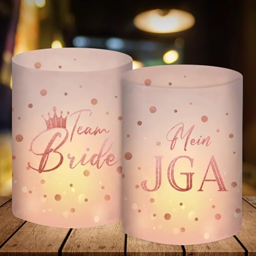 12 Windlicht Tischdeko JGA, JGA Deko Frauen Rosegold, Junggesellinnenabschied Deko Party Accessoires, Team Bride to Be Tisch Deko Set, Geeignet für Teelichter oder Kerzen von SupreLuck