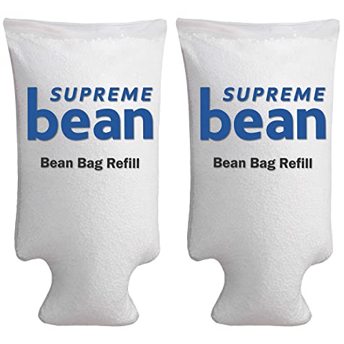 Supreme Bean Schaumstofffüllung Sitzsack-Nachfüllpackung für Sitzsäcke, Liegen und Pool-Schwimmer, 100 l, Weiß, mit EZ-POUR Reißverschluss-Ausguss von Supreme Bean