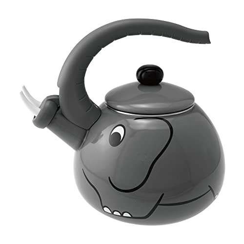 Emaille Whistling Teekanne Tee-Kessel Teakettle Stovetop, 2,0 Liter - Gourmet Artgrey Elefant-Entwurf von Supreme Housewares