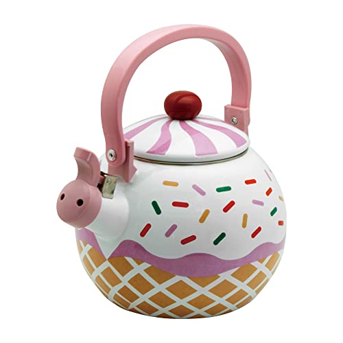 Supreme Housewares 71517 Teekessel mit Erdbeer-Cupcake-Motiv, schwerer Edelstahl mit Emaille-Finish von Supreme Housewares