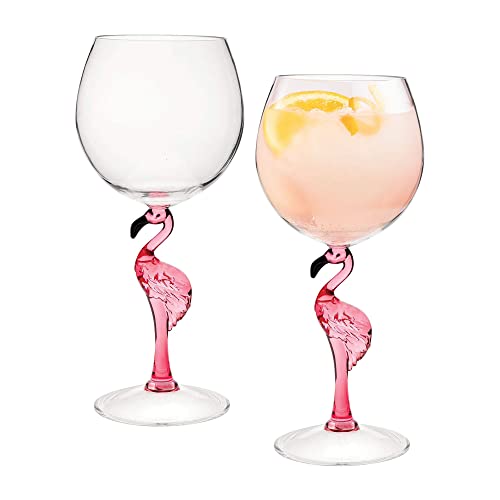 Supreme Housewares Durable Acrylic Plastic Stem Wine Glasses, Set of 2, Reusable Plastic Drinkware, BPA free, Shatter-Proof, Ideal for Wine and Beverage (20oz Flamingo) von Supreme Housewares