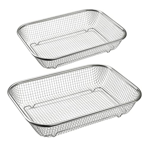 Supremery 2er Set Backofen Edelstahl Grillkorb Grillgitter Grillblech Backkorb für fettarmes Heißluft-Garen, Backen, Grillen im Ofen oder Grill von Supremery