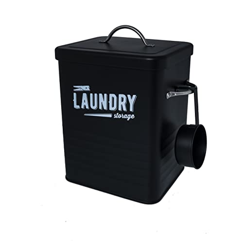 Supremery Waschmittelbox mit Dosierlöffel - Metall Aufbewahrungsbox für Waschmittel - Laundry Dose Deckel - Vintage Waschpulver Box Behälter - grau von Supremery