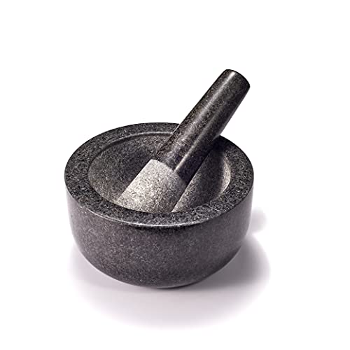 Supremery XXL Mörser und Stößel aus Granit im Set - Steinmörser Gewürzmörser Groß 16cm - für Gewürze Pesto Kräuter - Stampfer mit Schlegel - Ø 16cm von Supremery