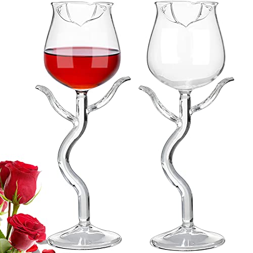 [Geschenk-Set] Rosenweingläser Set mit 2 Rosenform-Weingläsern 160 ml romantische Blumen-Cocktail-Martini-Glas transparente Kelch-Trinkbecher für Party, Einweihungsfeiern von SuproBarware