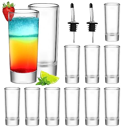 Schnapsgläser-Set, 12 Stück 60 ml, transparent, hohe Spirituosen, mit schwerem Boden, runde Schnapsgläser, wiederverwendbar, für Probierungen, Wodka, Cocktails, Espressos, Liköre, Tequila von SuproBarware