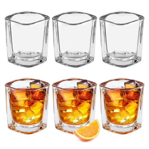 Schnapsgläser-Set 6 Stück 60ml Transparent Hohe Spirituosen mit Schwerem Boden, Quadratisch Schnapsgläser, Wiederverwendbar, für Probierungen, Wodka, Cocktails, Espressos, Liköre, Tequila, Party von SuproBarware