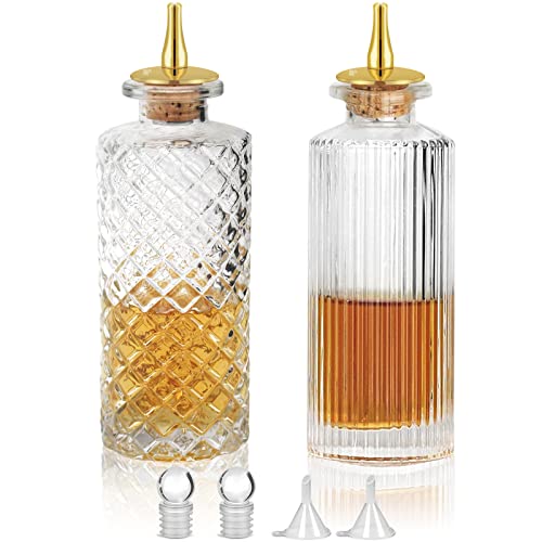 SuproBarware Bitter-Flaschen-Set – 2-teiliges Set aus Glas-Bitterflaschen, 170 ml und 140 ml, Vantage Glas-Flasche für Cocktails und Ausstellungen, Homebar-Ergänzung von SuproBarware