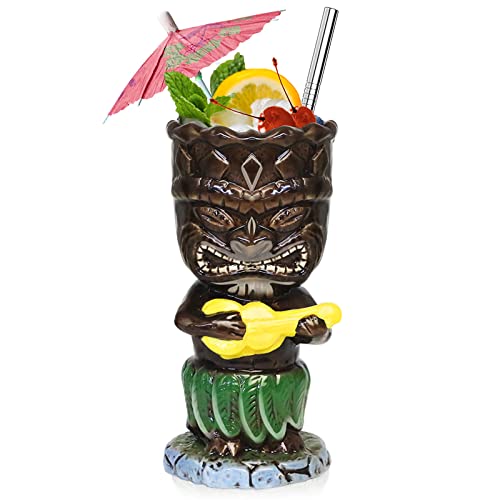 SuproBarware Tiki-Becher, 300mlCocktailgläser-Set Bunte Keramik-Cocktailbecher Hawaiianische Party-Dekoration für exotische Partys von SuproBarware