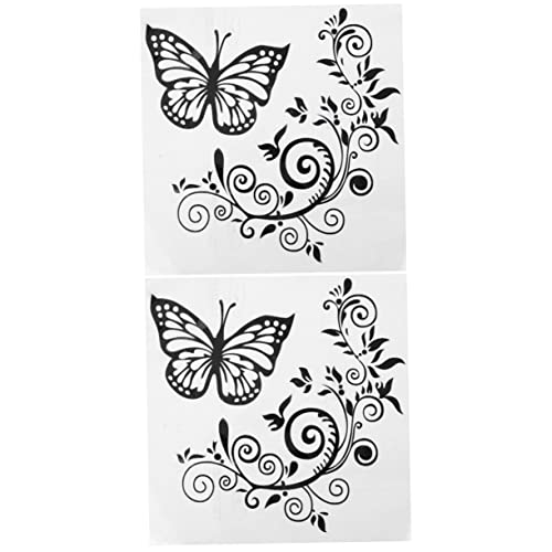 2 Sets Blumenranken-Schmetterling-Autoaufkleber, Dekorativer Autoaufkleber, Pvc, Schwarz, 25.5 X 25 Cm, Einfach Anzubringen Und RüCkstandsfrei Entfernen von Supvox