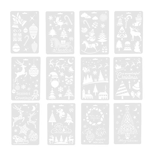 12 Stück Zeichenschablonen Malschablonen Weihnachten Schablone Set Stanzschablone Stanzformen für DIY Album Scrapbooking Papier Karte Deko von Supvox