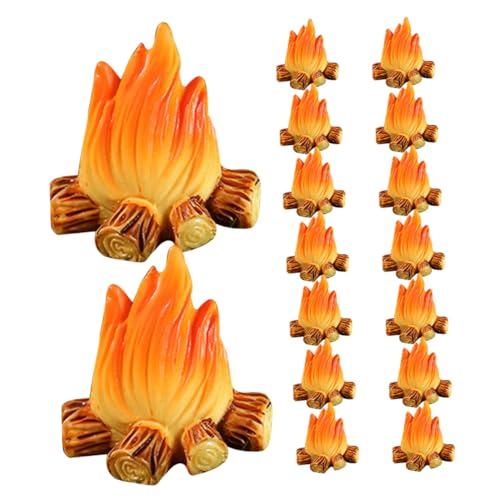 SUPVOX 16 Stück Teiliges Mini Feuer aus Wetterfestem Resin Detailgetreue Miniatur Feuerstelle für DIY Garten Blumentopf und Puppenhaus Dekoration Vielseitig für Innen Außenbereiche von Supvox