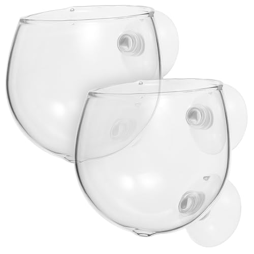 SUPVOX 2 Stück Aquarium Pflanzentöpfe aus Transparentem Borosilikatglas mit Starken Saugnäpfen Wasserzirkulierende Pflanzbecher für Aquarienpflanzen Dekorative Fischverstecke für von Supvox