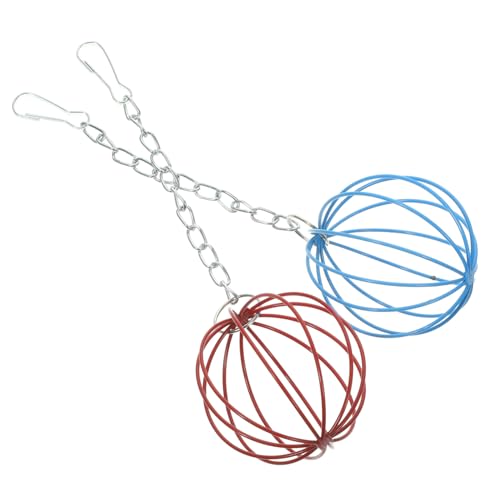 SUPVOX 2 Stück Futterball mit Aufhängung aus Eisen für Kaninchen und Kleintiere Spiel Futterspender für Käfige von Hamstern Meerschweinchen Chinchillas zur Beschäftigung und Fütterung von Supvox