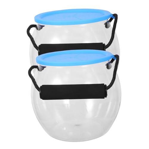 SUPVOX 2 Stück Kleiner Transparenter Aquarium-Eimer mit Deckel und Tragegriff Tragbarer Fischeimer für Strandurlaub Kinderfreundlich Leicht für Outdoor-aktivitäten und Beobachtung von von Supvox